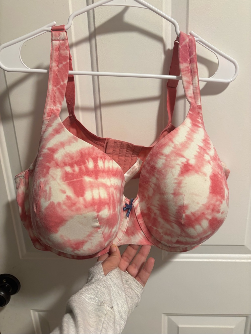 Cacique Pink and White Tie-Dye Full Coverage Bra